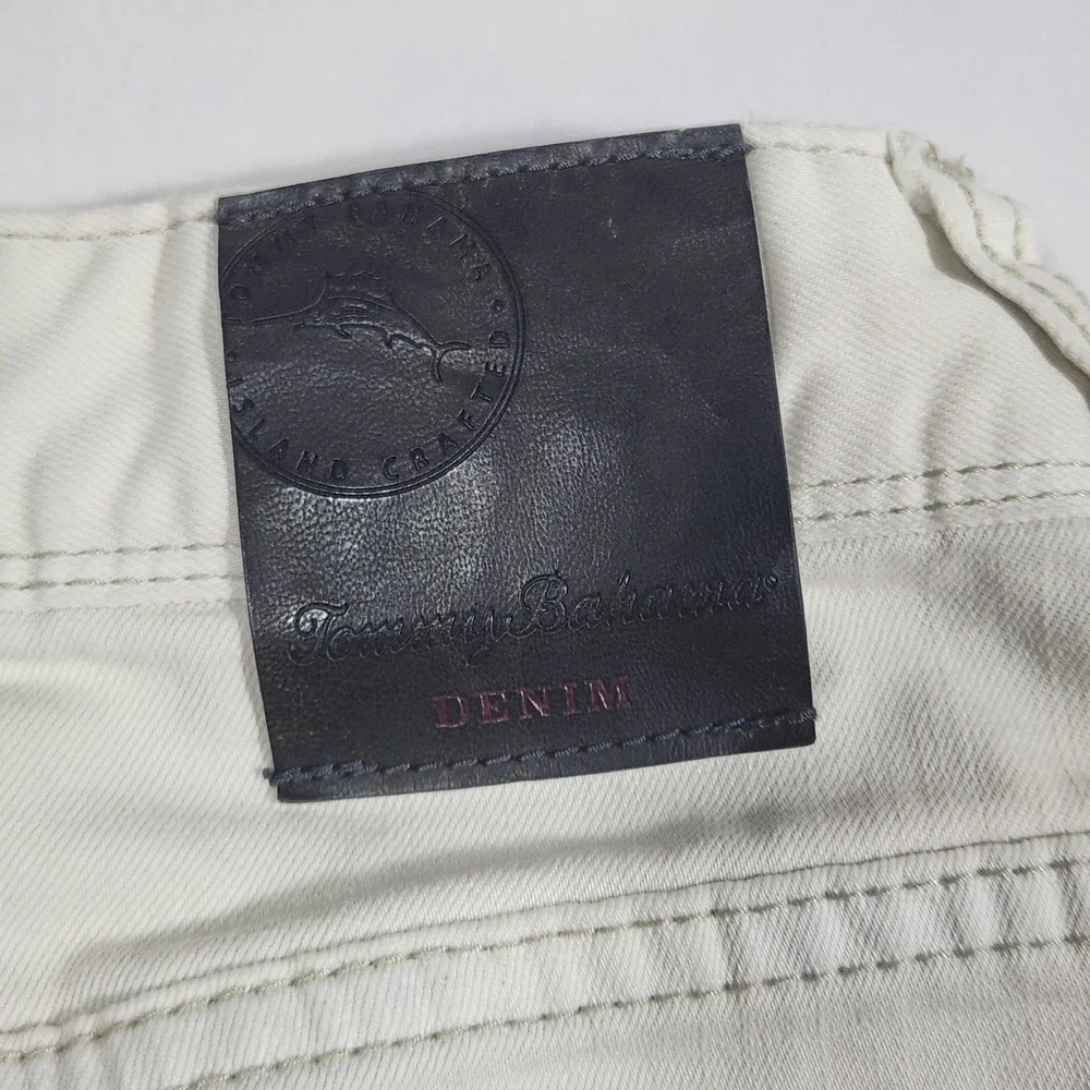Tommy‎ Bahama Baja Coast Jeans Mens 30x30 Off White Cotton Blend Straight Casual